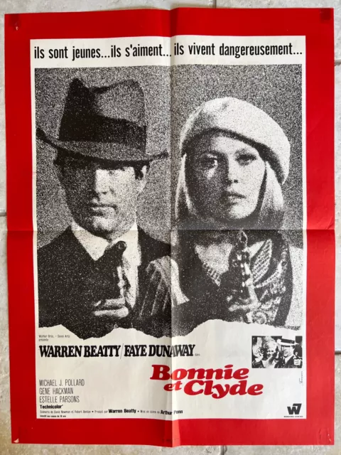 Affiche originale 1967 Bonnie and Clyde, A.Penn, Beatty, poster cinéma 60X80