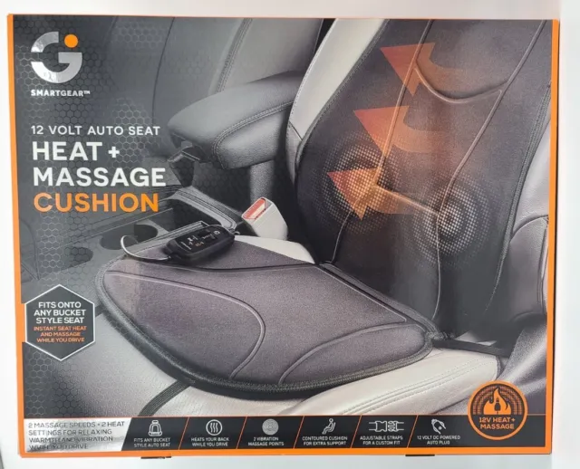 SmartGear 12Volt Auto Seat Heat+Massage Cushion, Fits Onto Any Bucket Style Seat