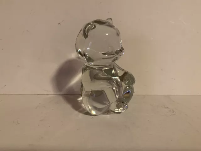 VTG Fenton Sitting Bear Clear Glass Crystal Art Glass Figurine 3.6” Tall