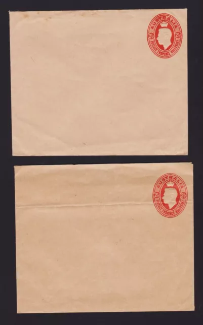 AUSTRALIA KGVI 2 1/2d RED OVAL ENVELOPES UNUSED