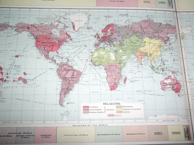 1922 Map Of World Population Religion Races America Africa Asia Europe 3