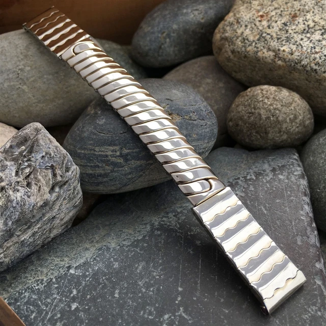 16mm 5/8" 10k White Gold-Filled Flex-Let USA Premium 1950s Vintage Watch Band