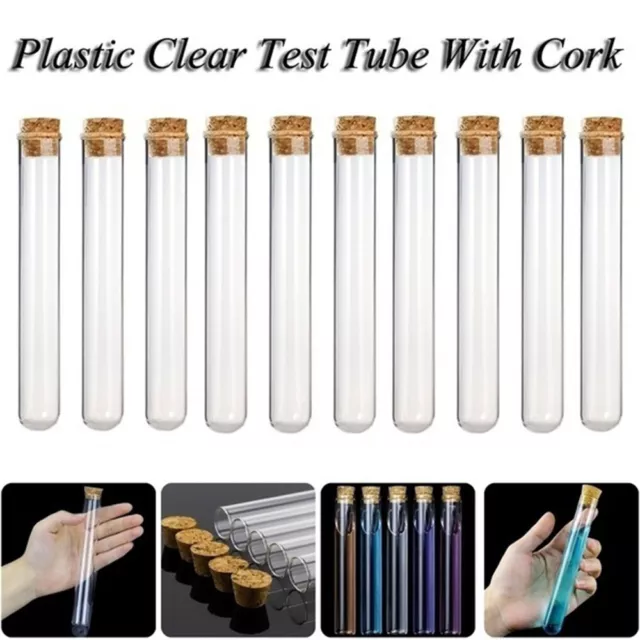 20Pc Transparent Glass Test Tube With Cork Stoppers School Laboratory Supplies