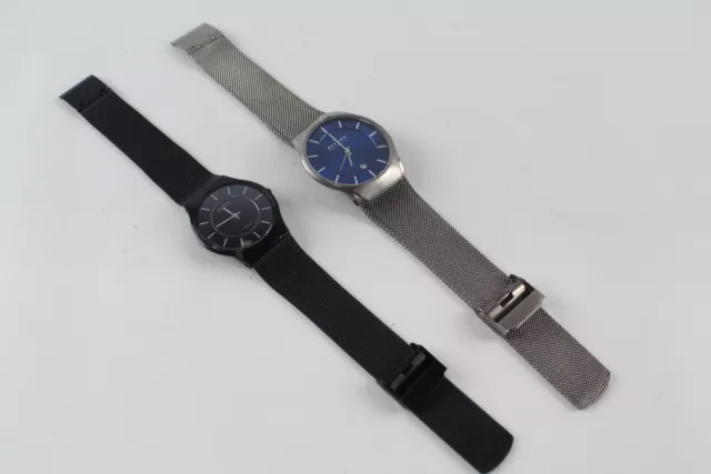 Skagen WRISTWATCHES Mens Quartz WORKING Inc Blue / Black Dials x 2