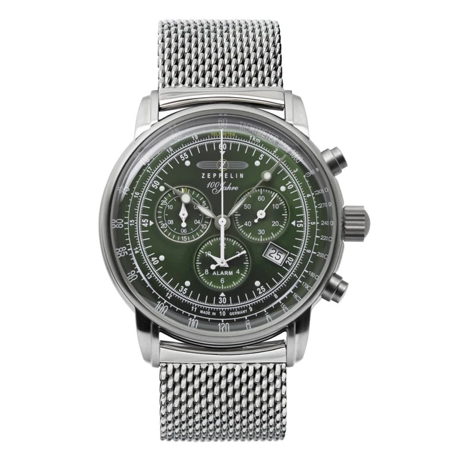 Zeppelin 8680M-4 100 Anni Quadrante Verde Cronografo Orologio da Polso