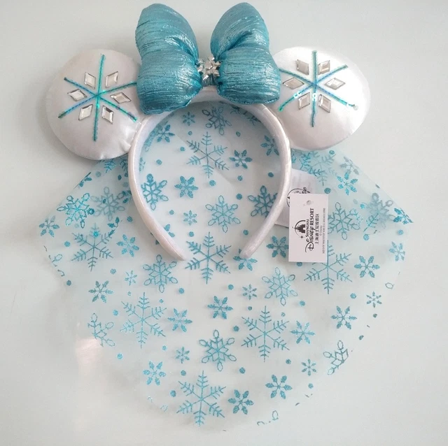 Blue Mouse Mask DISNEY 2026 ELSA Snowflake Limited Blue Minnie Mouse Ears Crystal ...