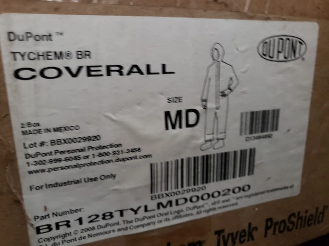 DuPont Tychem BR Coverall Size MD BR128TYLMD000200 Yellow 2ct.