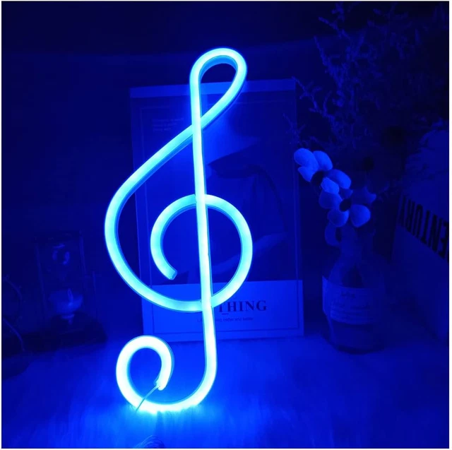 ENUOLI MUSIC NOTE Neon Signs Blue Neon Lights for Wall Decor Led Night