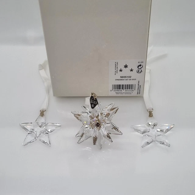 SWAROVSKI CHRISTMAS STAR 2023 3D Set of 3 Clear Christmas Ornament Set 5155102 £138.22 PicClick UK