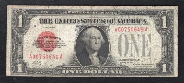 Fr. 1500 1928 $1 One Dollar Red Seal Legal Tender United States Note