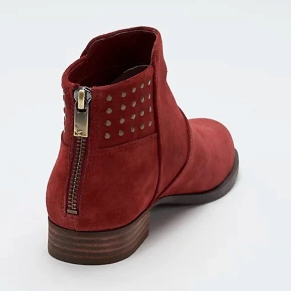 Sz 7 Koolaburra Par Ugg Daim Clouté Bottines Giyah Rouge Zip Arrière Solide Neuf 3