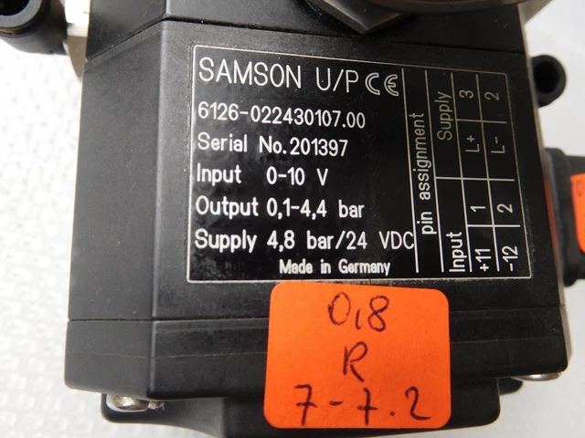 Samson U /P, 6126 Elektropneumatische Convertisseur En 0-10V Out 0,1 -4, 4 BAR 4