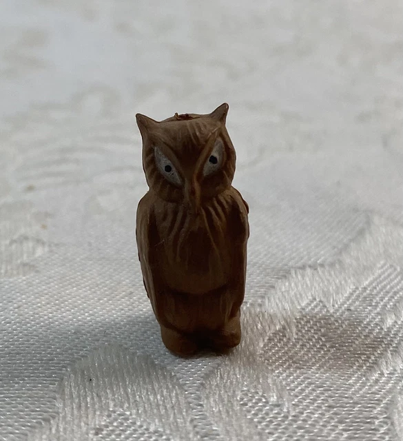 Vintage Miniature Owl Figurine 7/8” Tall - Super Tiny For Christmas Village