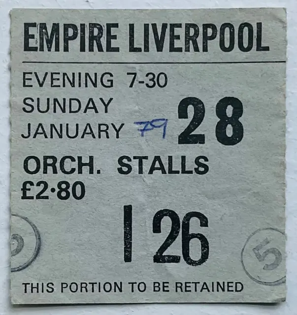 Nazareth Original Used Concert Ticket Empire Theatre Liverpool 28th Jan 1979