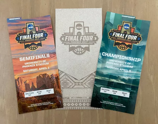 2017 NCAA FINAL FOUR and CHAMPIONSHIP FULL UNUSED BASKETBALL TICKETS - TARHEELS