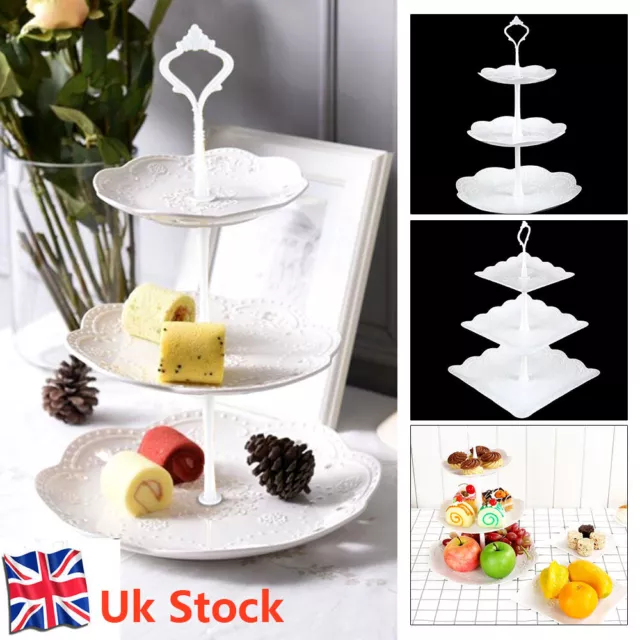 3 Tier Cake Stand Afternoon Tea Wedding Party Plates Tableware Embossed Tray New