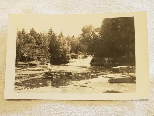 Vintage Lower Tahquamenon Falls Paradise Michigan MI Photo Postcard UP Waterfall