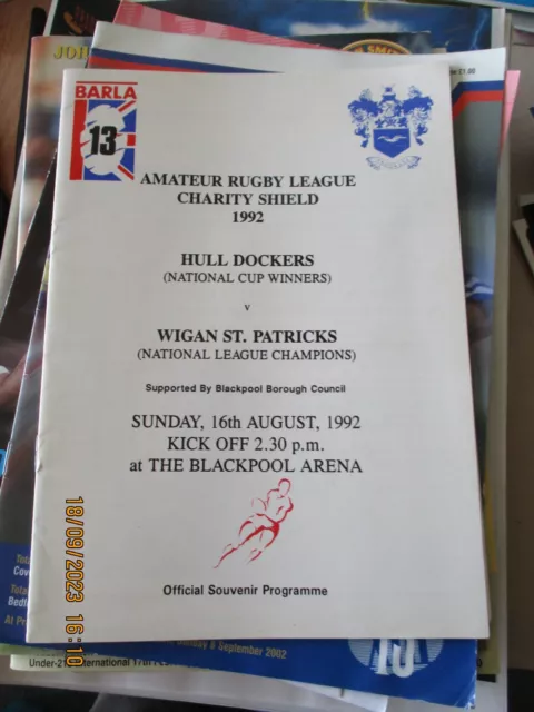 1992 Amateur Rugby League Charity Shield Hull Dockers v Wigan St, Patricks 16Aug