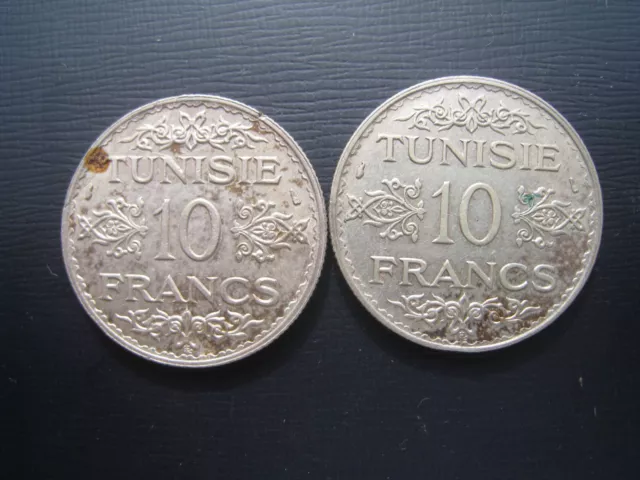 Two Tunisia 10 Francs 1934.