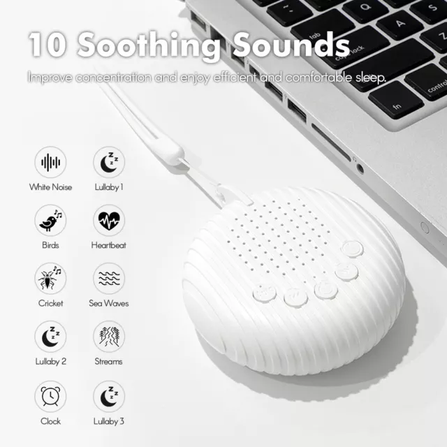 Portable White Noise Machine Baby Sleep Machine 10 Natural Soothing Sound H8G8