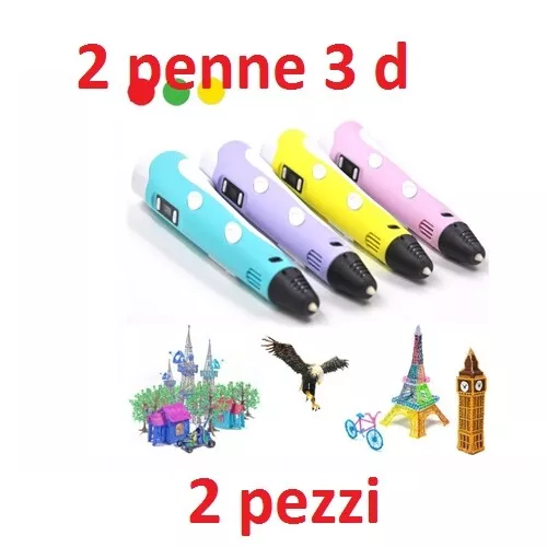 2X Penna 3D Per Stampa Stereoscopica Con Set Di Filamenti Inclusi V 2.0 3D Penna