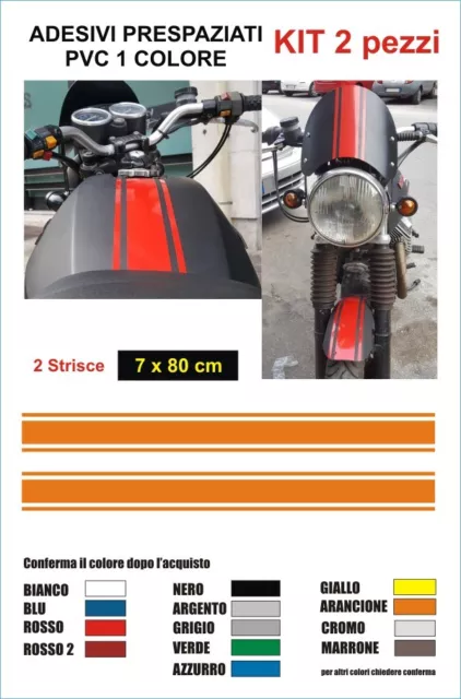 Strisce adesive fasce 2 pezzi 80 cm x 7 moto pvc decals stripes vintage biker