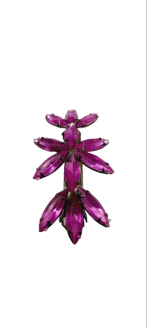 Vintage Purple Jeweled Metal Hair Clip Barrette 2.75" Unbranded
