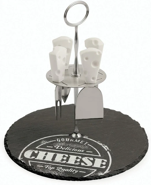 Villa D'este Home Tivoli Becheese Tagliere Tondo Con Stand E Utensili 25,5 Cm