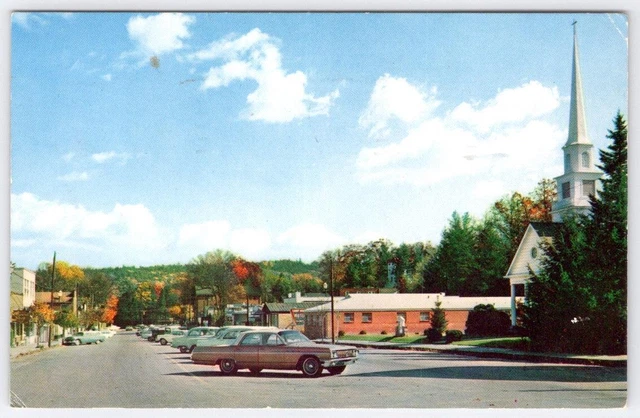 1969 Highlands Nc Main Street Old Cars California Bicentennial Stamp Postcard