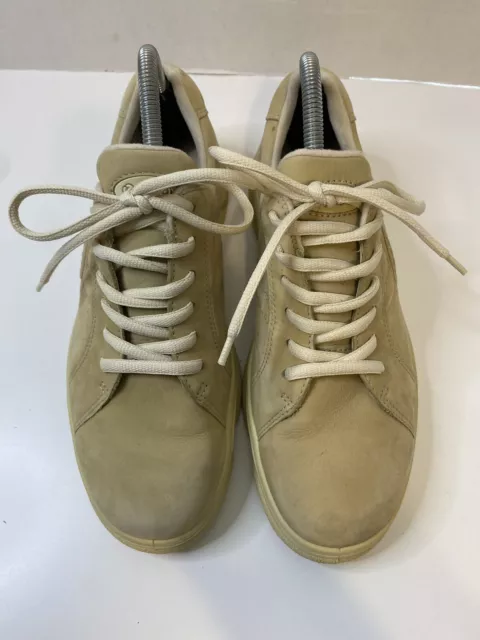 Ecco Women’s Size 8-8.5/39 Beige Tan Leather Lace Up Comfort Sneakers