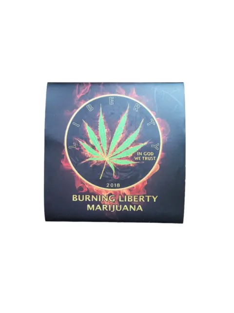 Burning Liberty Marijuana (Sativa) 2018 .999 Silver (1 OZ) Black Ruthenium 24KT