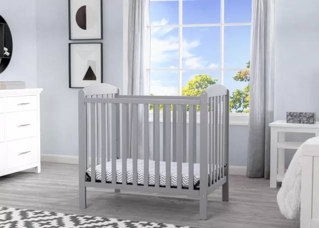 Emery Mini Convertible Baby Crib with 2.75-inch Mattress, Grey 3