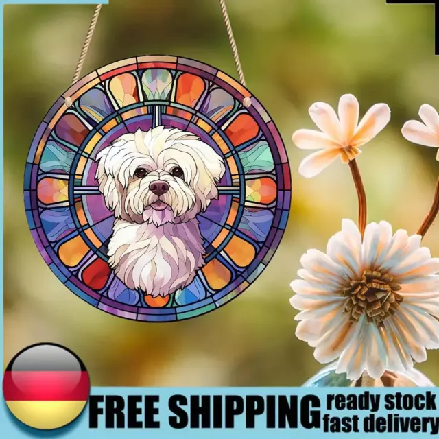Hunde-Kunstschild, rund, Acryl, zum Aufhängen, Türschild, kreativer Sonnenfänger