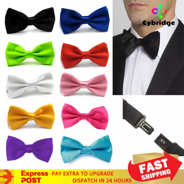 Mens Silk Tuxedo Formal Bow Tie Satin Wedding Party Pre Tied Bowtie Necktie Ties