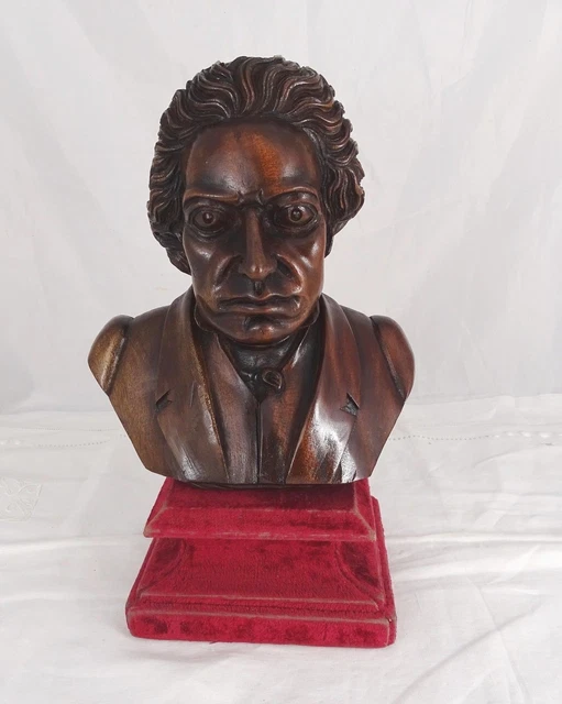 Hand Carved Antique French  Wood Walnut  Bust of Man 19th Sculpture