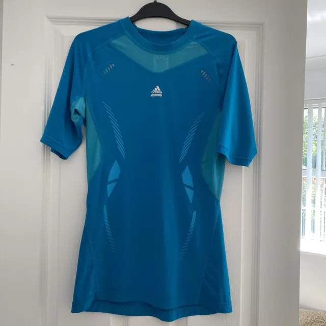 Adidas Size Medium Blue Men's Short Sleeve Techfit Climacool Compression Top