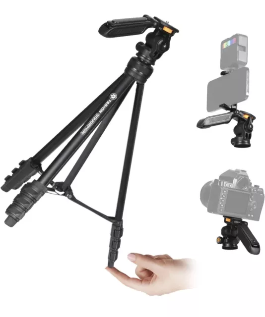 Travel Tripod for Camera & Phone Lightweight Detachable Pan-Tilt Head