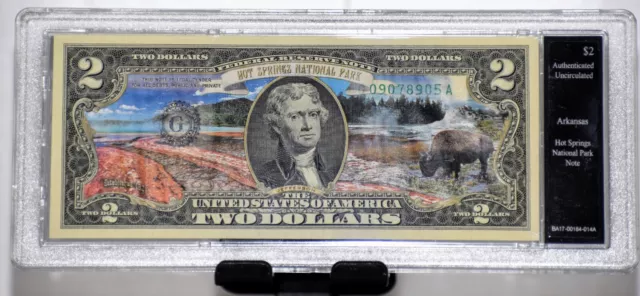 Bradford Exchange - 2013 Colorized Hot Springs National Park $2 Dollar Note