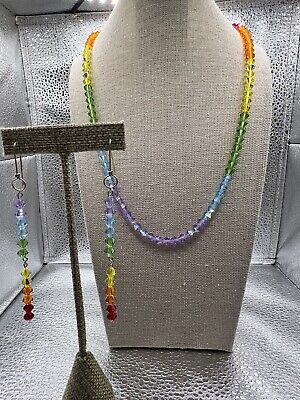 New! Handmade Swarovski Furiosa Crystal Rainbow Beaded Necklace Set