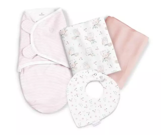 SwaddleMe NEW Sweet Dreams Gift Set Summer Infant 0-3 mos Garden Owl Bib Blanket