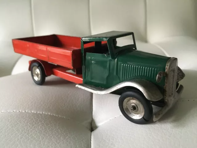 Vintage Triang Minic Clockwork Delivery Truck (working) in Green and Red