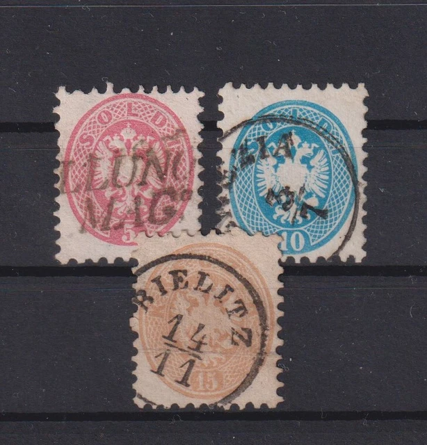 Österreich Lombardei Nr. 21-23, gest., gute Zähnung und Stempel