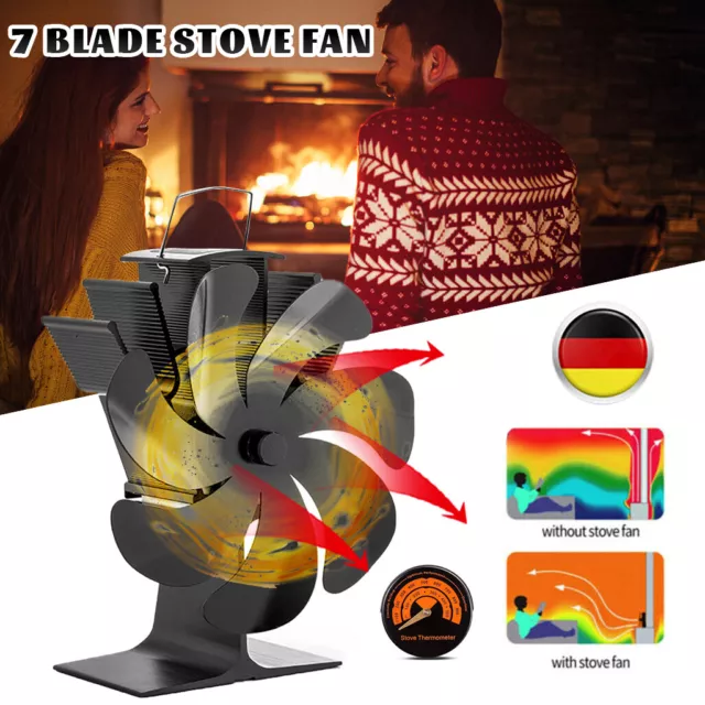 Flügel Kaminofen Stromloser Stove Fan Ventilator Gebläse Herd Lüfter Holzofen