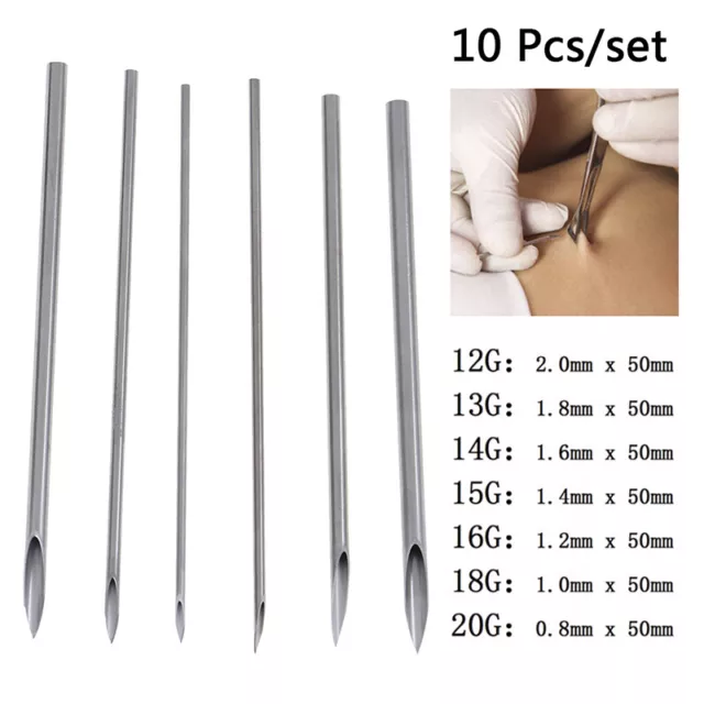 10Pcs Disposable Sterile Body Piercing Needles Tattoo Piercing Needles Kit..x