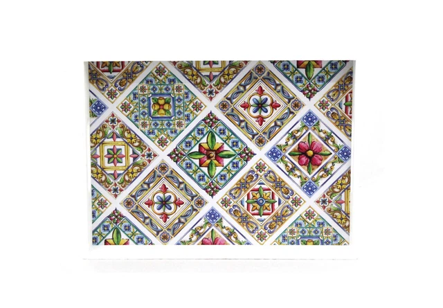 Plateau Coloré Faïence Rectangulaire en Bois 40x30cm Ngl 025