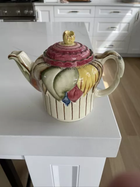 1940s Vintage Hand Painted Pottery Teapot by HJ Wood Ltd, 5 Cup, Burslem England