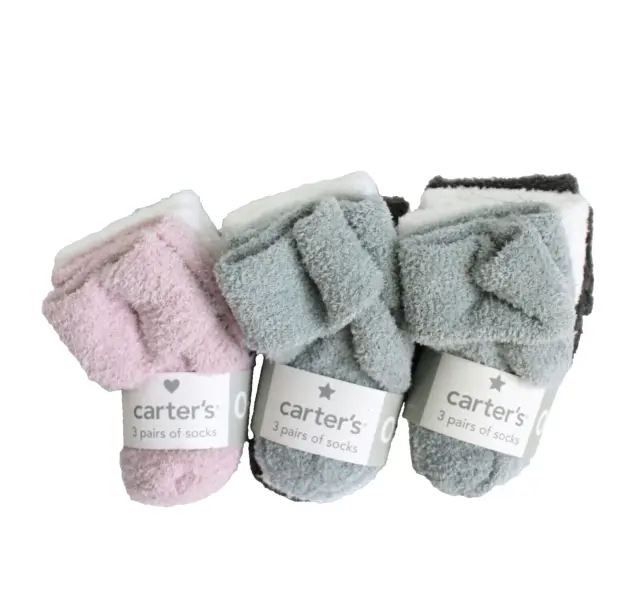 Carter's Baby 9 Pairs Plush Socks Size 0-3 Months Multicolors