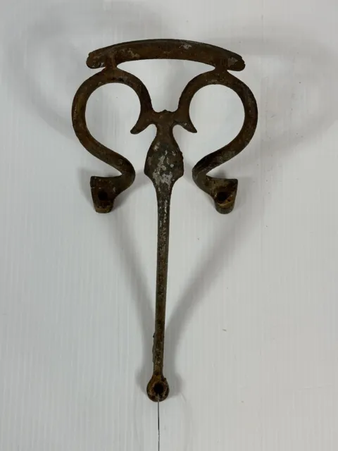 Antique Vintage French Cast Iron Butler Wall Mount Coat Hook Hanger