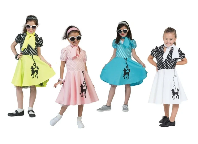 50S CANICHE COSTUME Fille Rock N Roll Enfants 1950s Costume Déguisement
