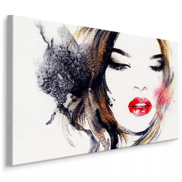 Leinwandbild Canvas Print Deko Wandbild Menschen Frauen Gesicht sexy rote Lippen